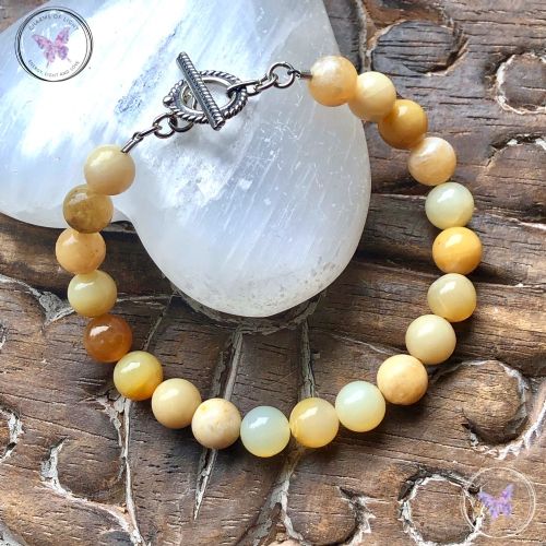 Yellow Opal Healing Bracelet with Silver Toggle Clasp